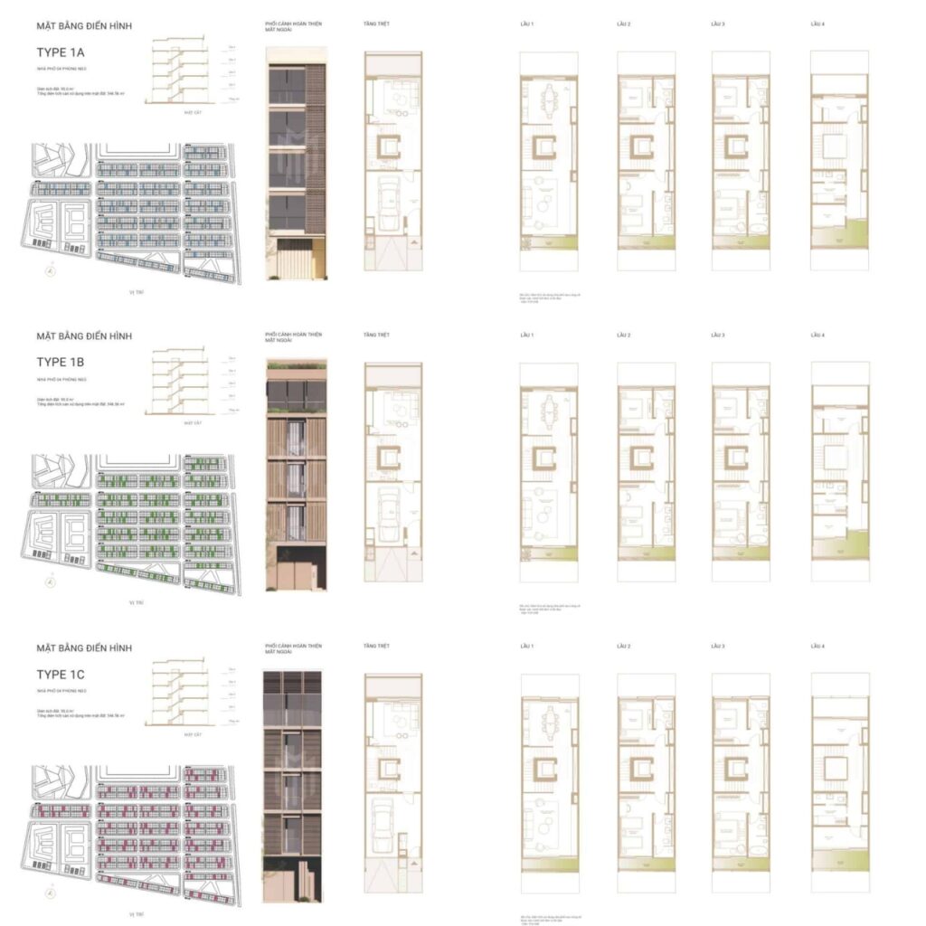 Mặt bằng điển hình Nhà phố Soho The Global City