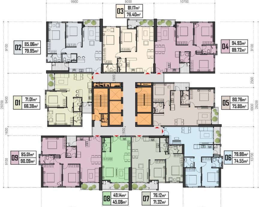 Mặt bằng từng Block căn hộ The Privé
