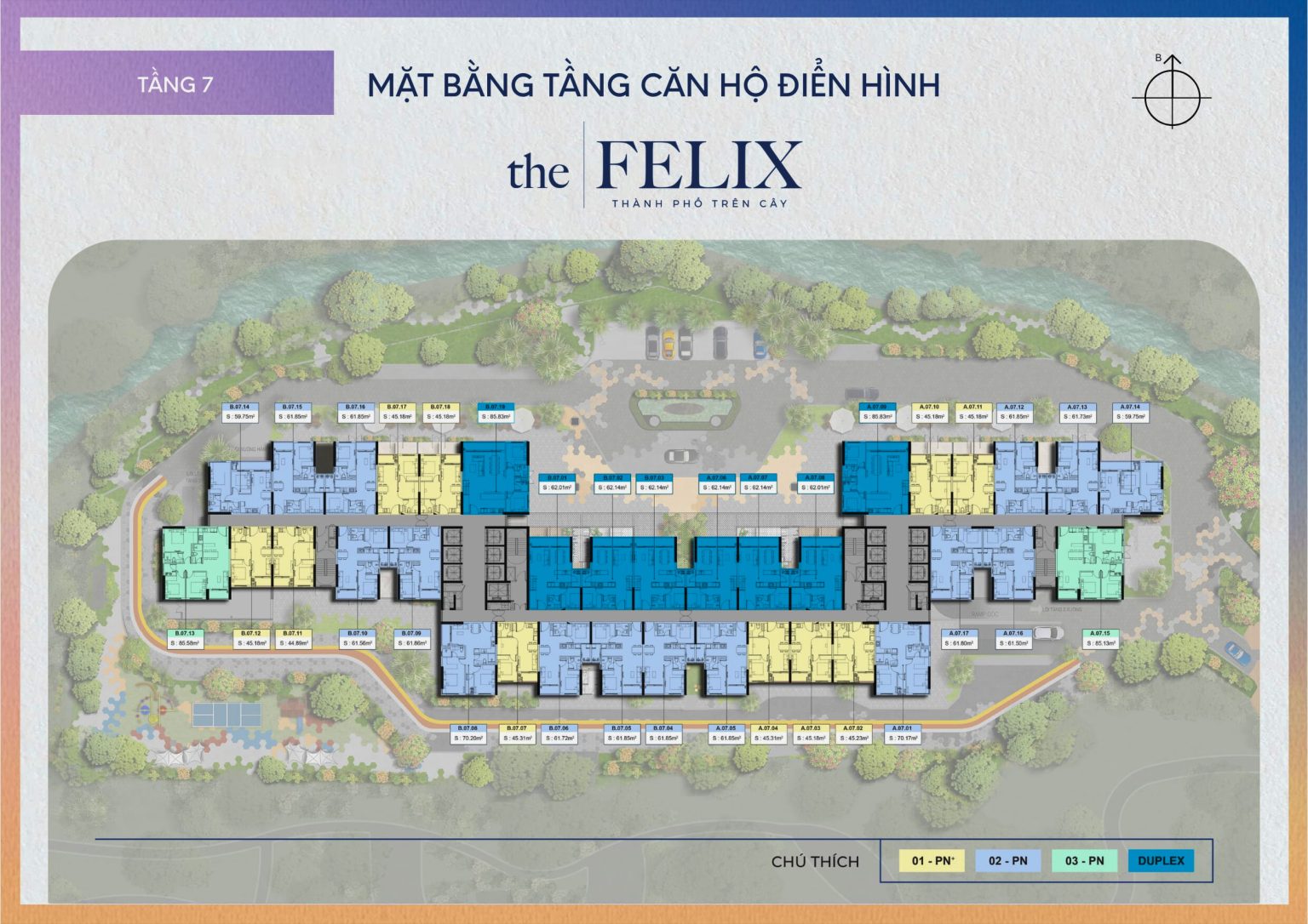 MẶT BẰNG TẦNG 7 CĂN HỘ THE FELIX