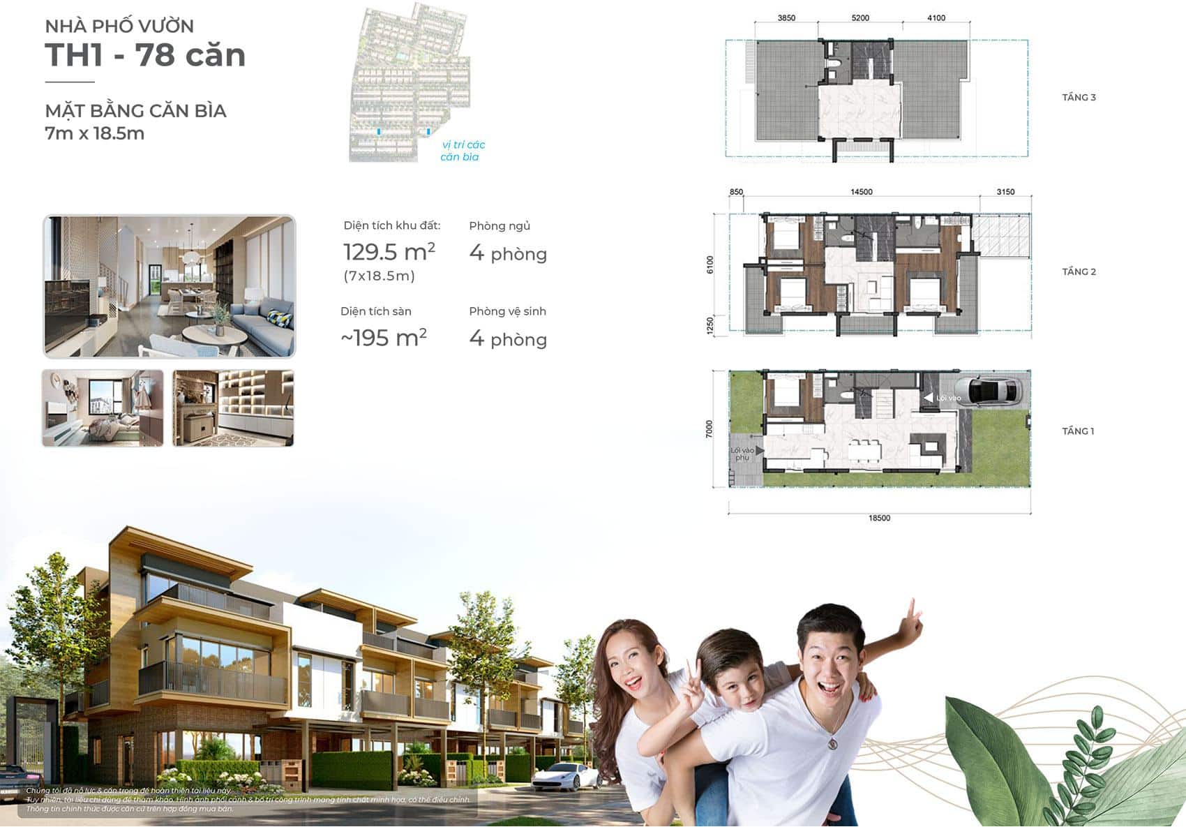 Nhà phố vườn căn hai bìa