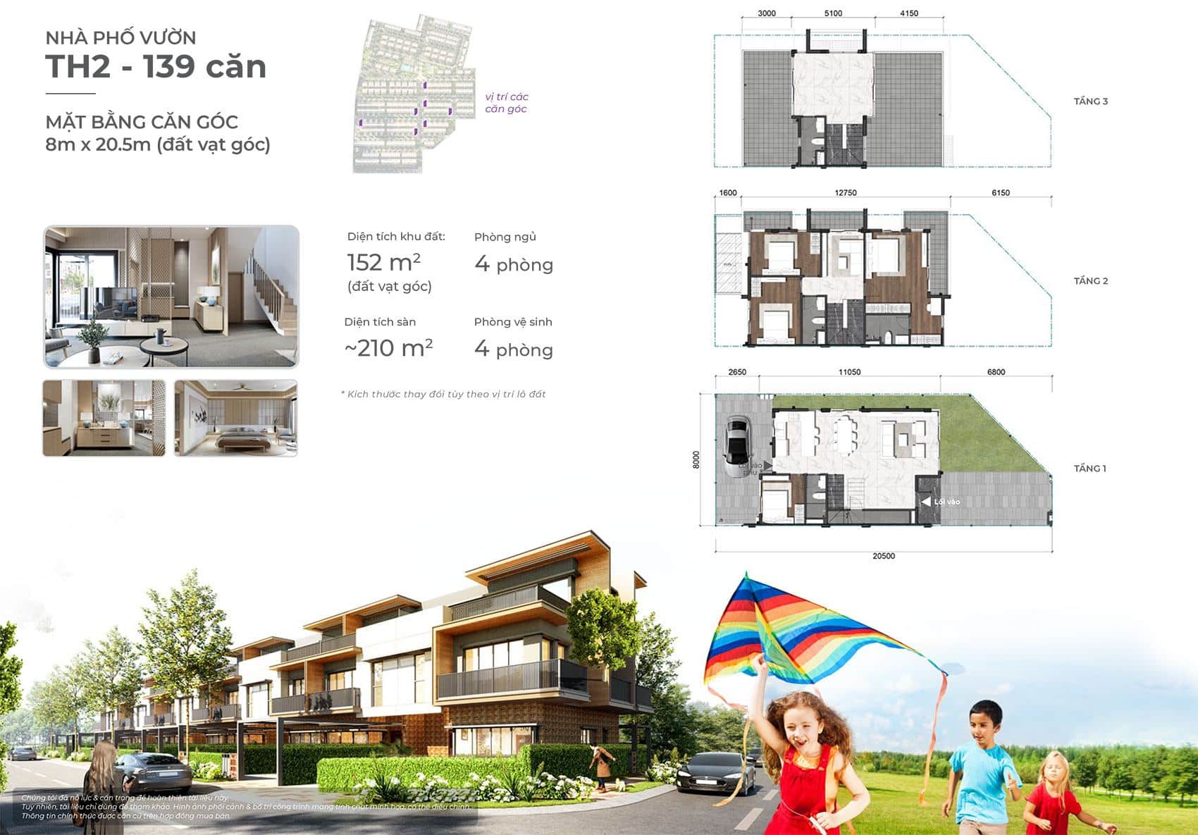 Nhà phố vườn căn góc