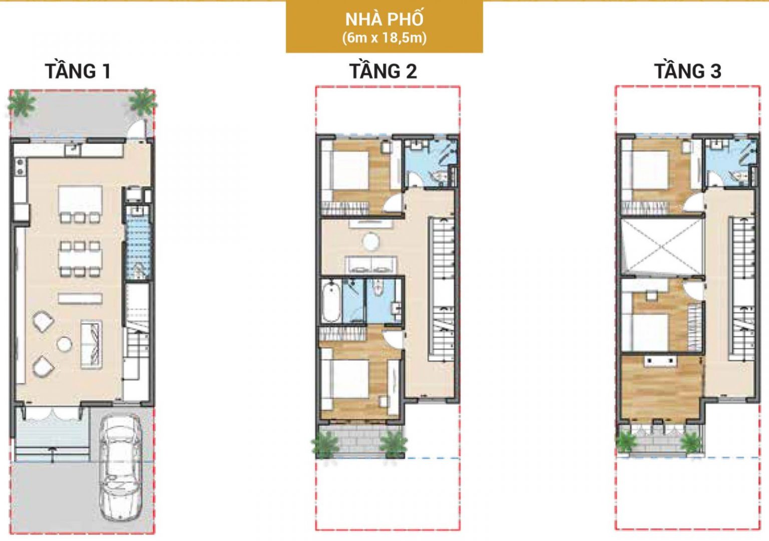 Mẫu thiết kế nhà phố Senturia Quận 2 6×18,5m